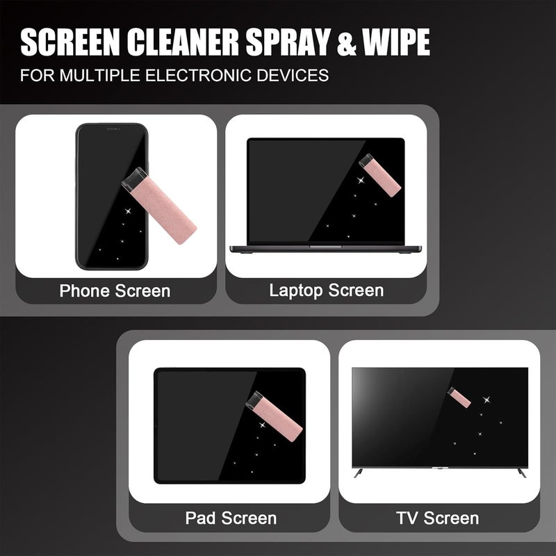 walrfid Graffiti Computer Screen Cleaner, Car Screen Cleaner Spray and Wipe, Electronic Cleaning Spray for Laptop iPad, iPhone, MacBook, TV, Monitor, Tablet Display, with Black Case - Pink - Image 4